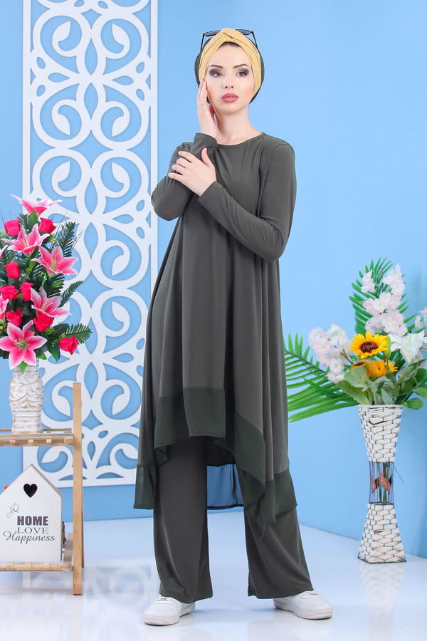 Tunik Pantolon Siyah Haki - 7342