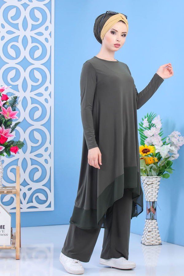 Tunik Pantolon Siyah Haki - 7342