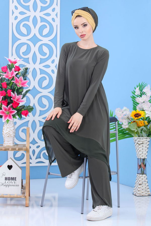 Tunik Pantolon Siyah Haki - 7342