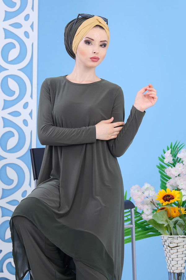 Tunik Pantolon Siyah Haki - 7342