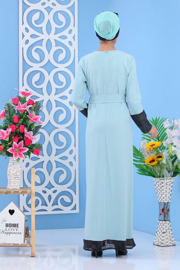 Elbise Siyah Yeşil - 1109