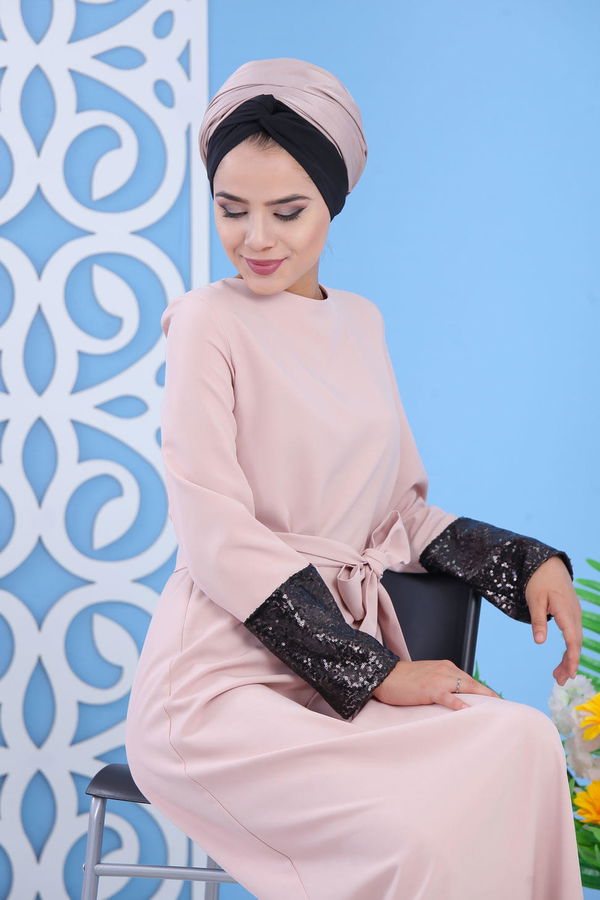Elbise Siyah Bej - 1109