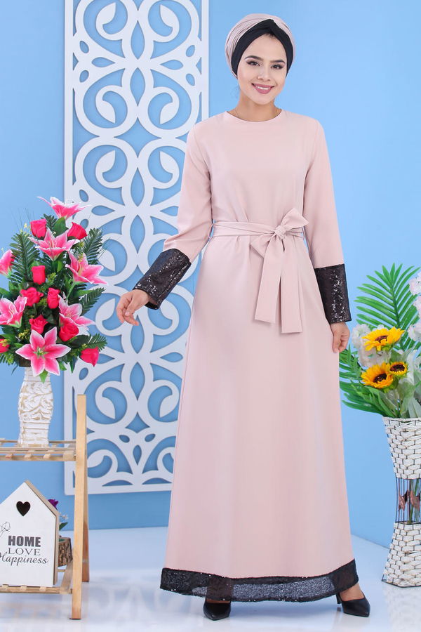 Elbise Siyah Bej - 1109