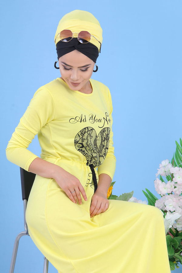 Baskılı Elbise - Sarı 03 5142 Sarı - 5142 Sarı