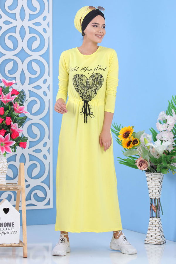 Baskılı Elbise - Sarı 03 5142 Sarı - 5142 Sarı