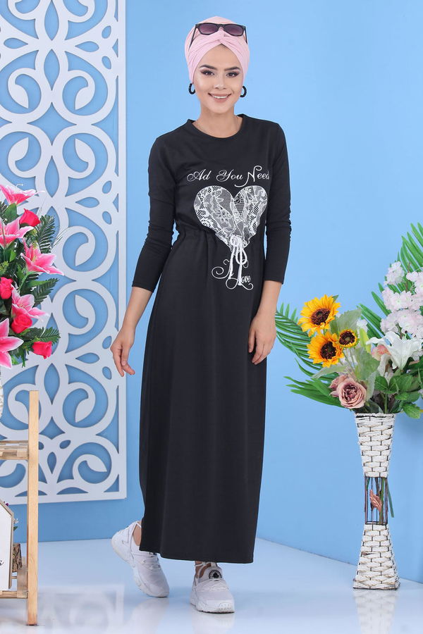 Baskılı Elbise - Siyah 03 5142 Siyah - 5142