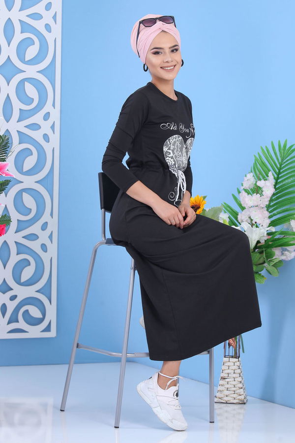 Baskılı Elbise - Siyah 03 5142 Siyah - 5142