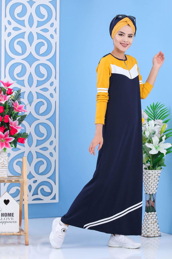 Elbise Siyah Sarı - 5122