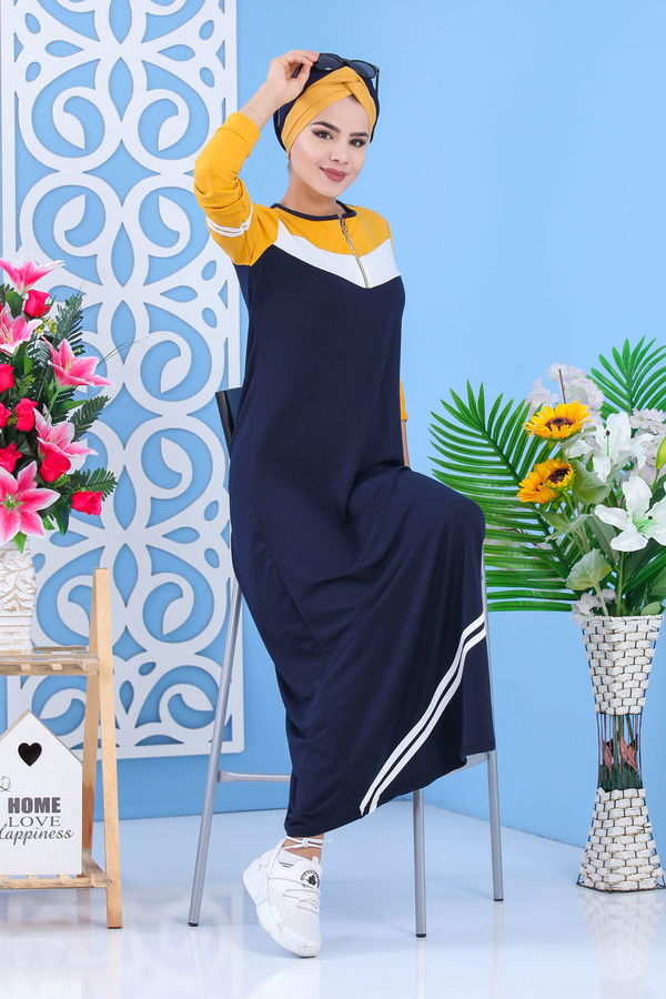 Elbise Siyah Sarı - 5122