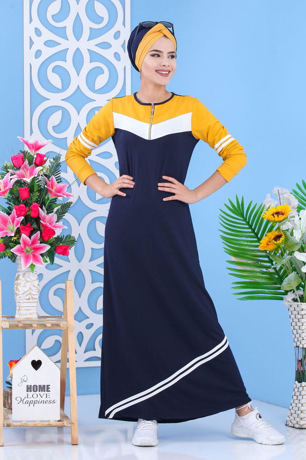 Elbise Siyah Sarı - 5122