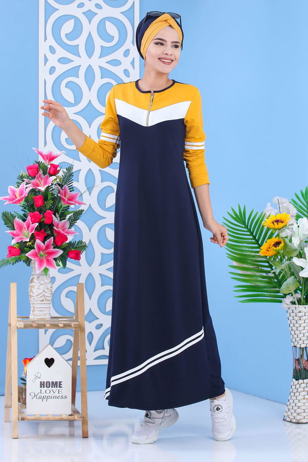 Elbise Siyah Sarı - 5122