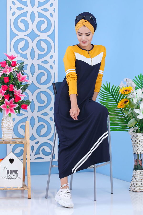 Elbise Siyah Sarı - 5122