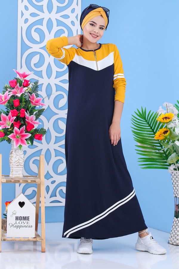Elbise Siyah Sarı - 5122