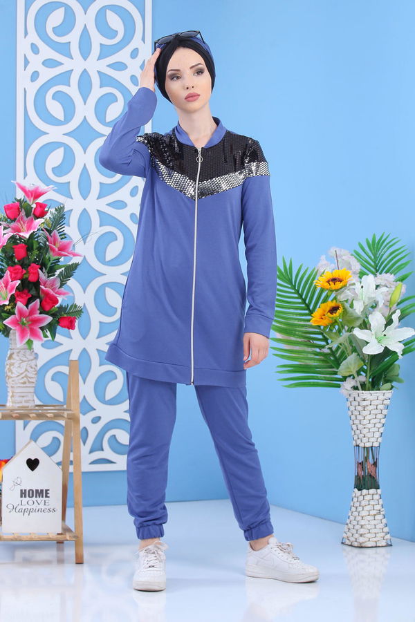 Tunik Pantolon - İndigo 02 7354 Mavi - 7354