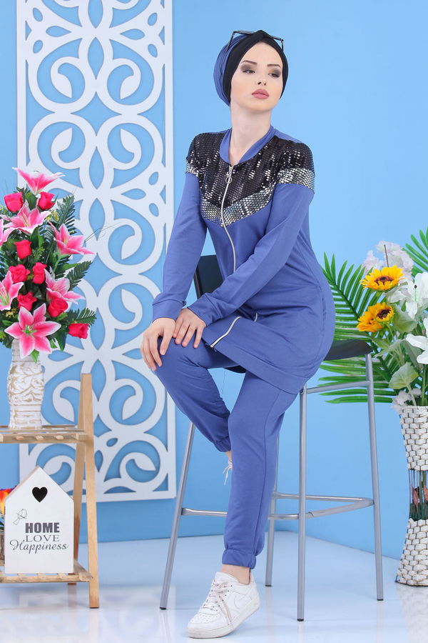 Tunik Pantolon - İndigo 02 7354 Mavi - 7354