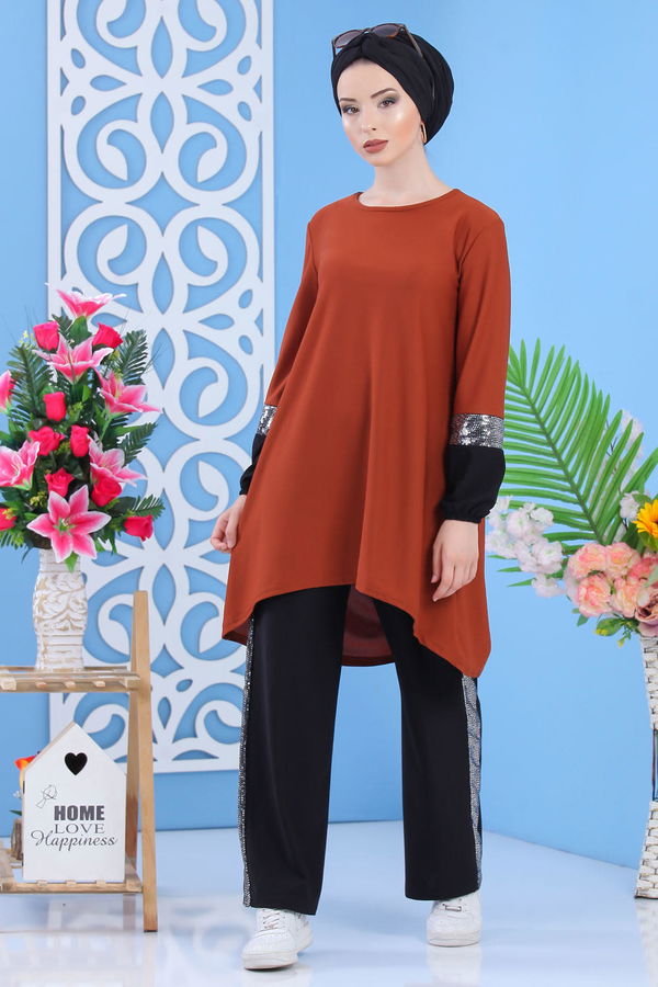 Tunik Pantolon Siyah Kiremit - 7088