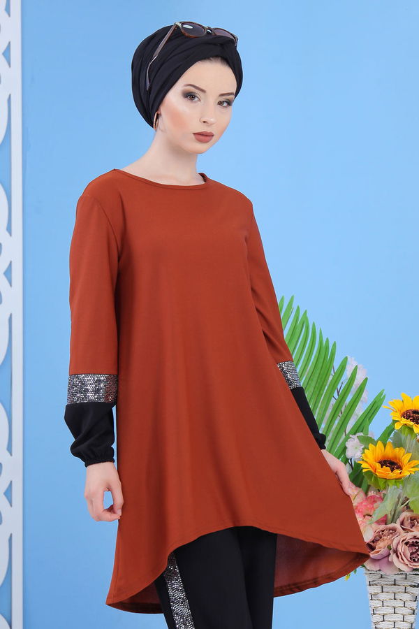 Tunik Pantolon Siyah Kiremit - 7088