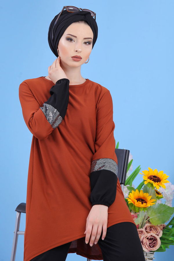 Tunik Pantolon Siyah Kiremit - 7088