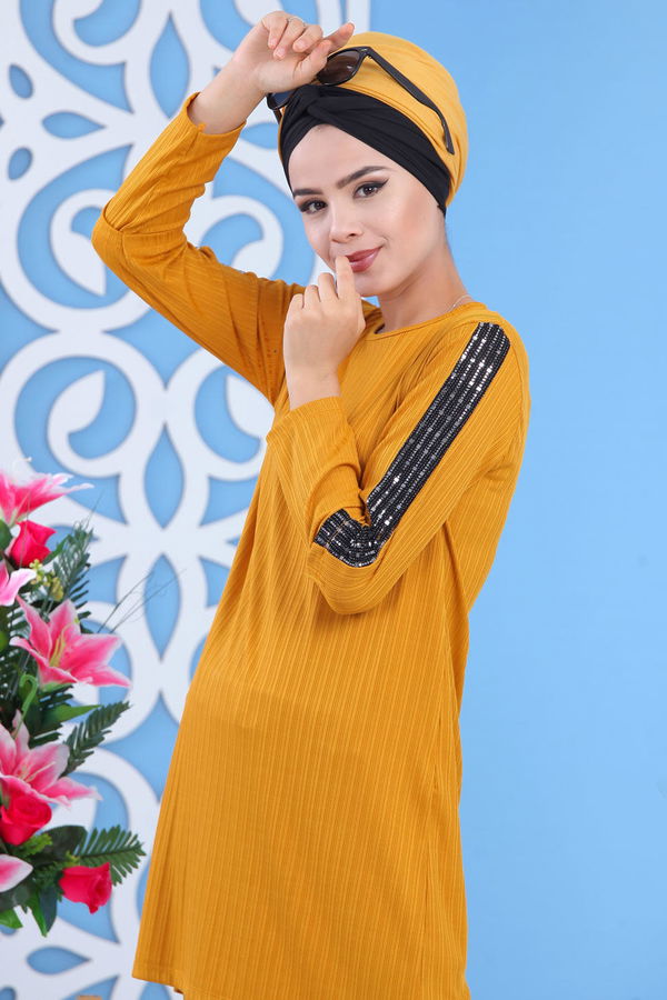 Tunik Pantolon Hardal - 02 7372 Sarı - 7372