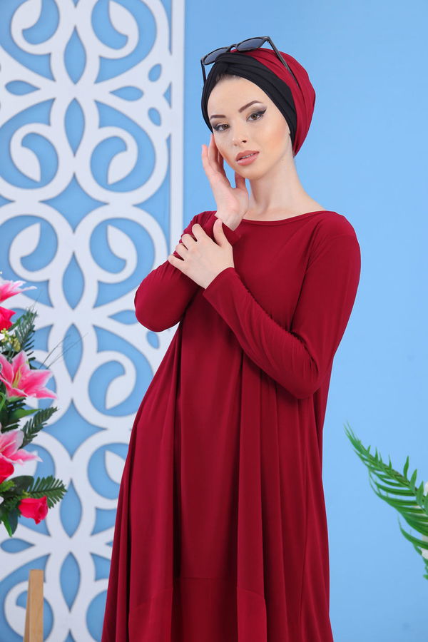 Tunik Pantolon Siyah Bordo - 7342