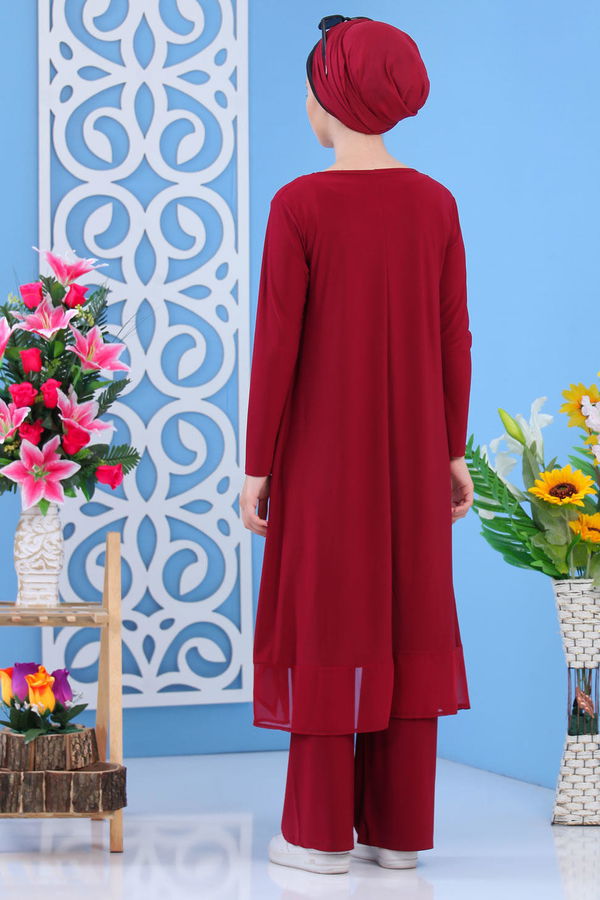 Tunik Pantolon Siyah Bordo - 7342