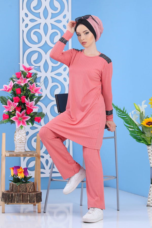 Tunik Pantolon Pudra - 02 7374 Pembe - 7374