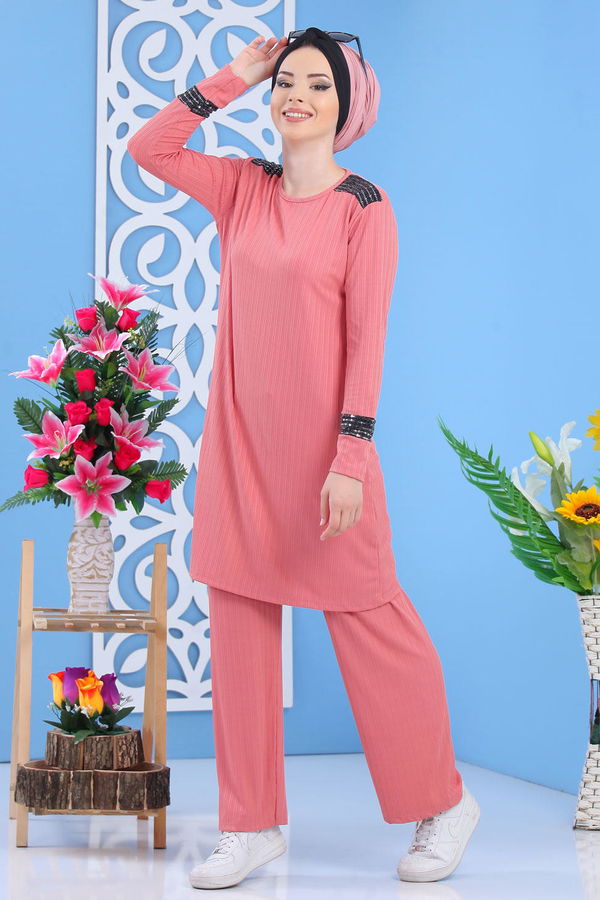 Tunik Pantolon Pudra - 02 7374 Pembe - 7374