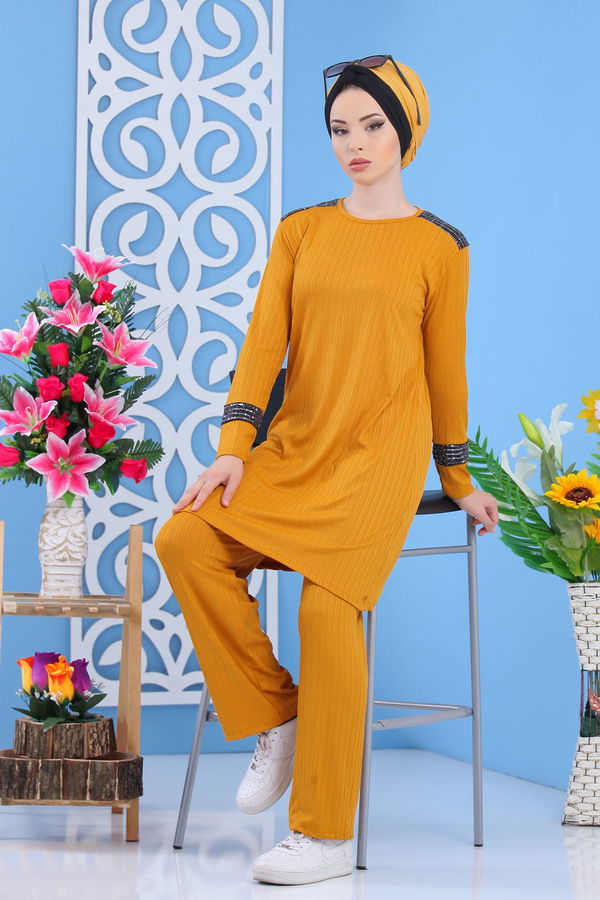 Tunik Pantolon Hardal - 02 7374 Sarı - 7374