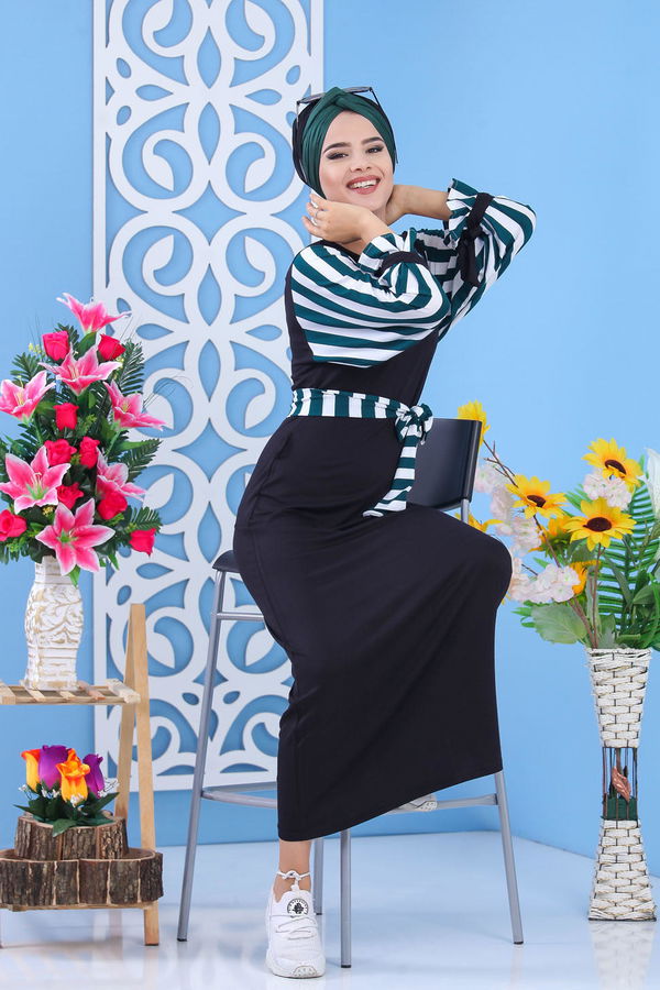 Elbise Siyah Yeşil - 03 5140 Siyah - 5140