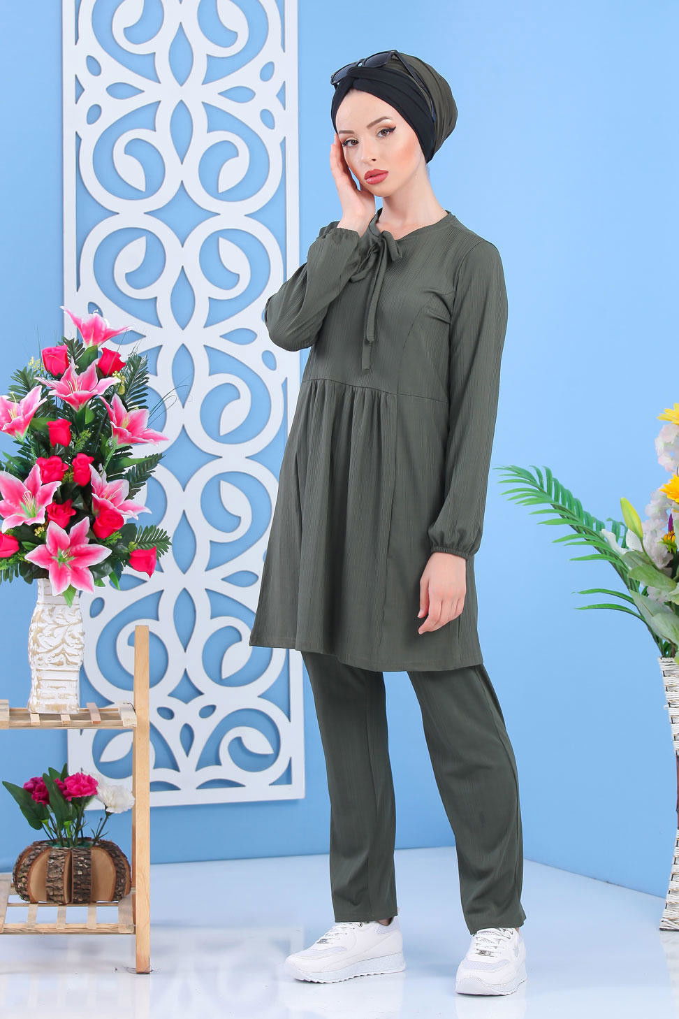 Tunik Pantolon Siyah Haki - 7397