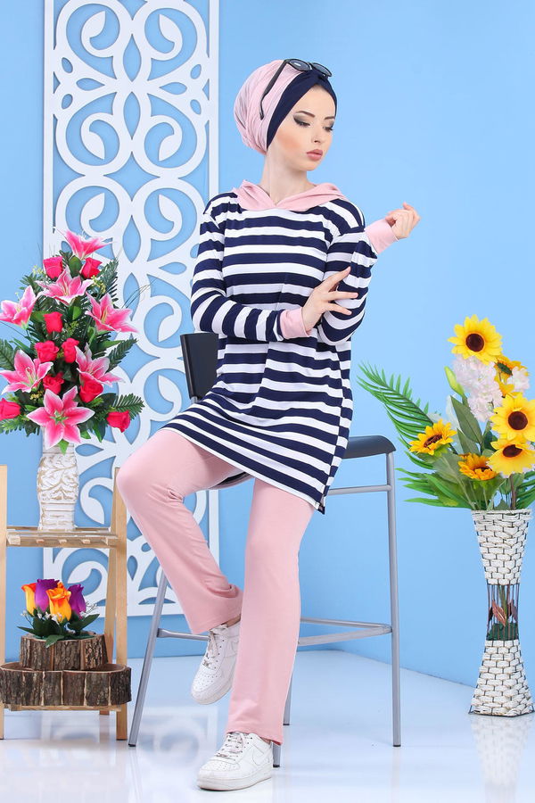 Tunik Pantolon Takım Haki Pembe - 5133