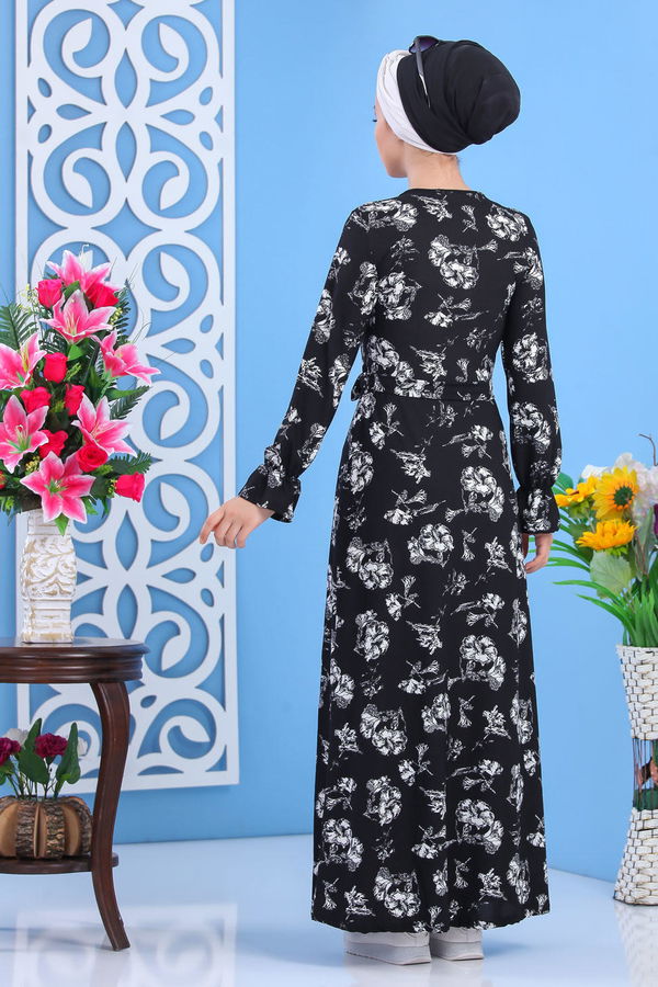Desen Elbise Siyah Siyah - 7449