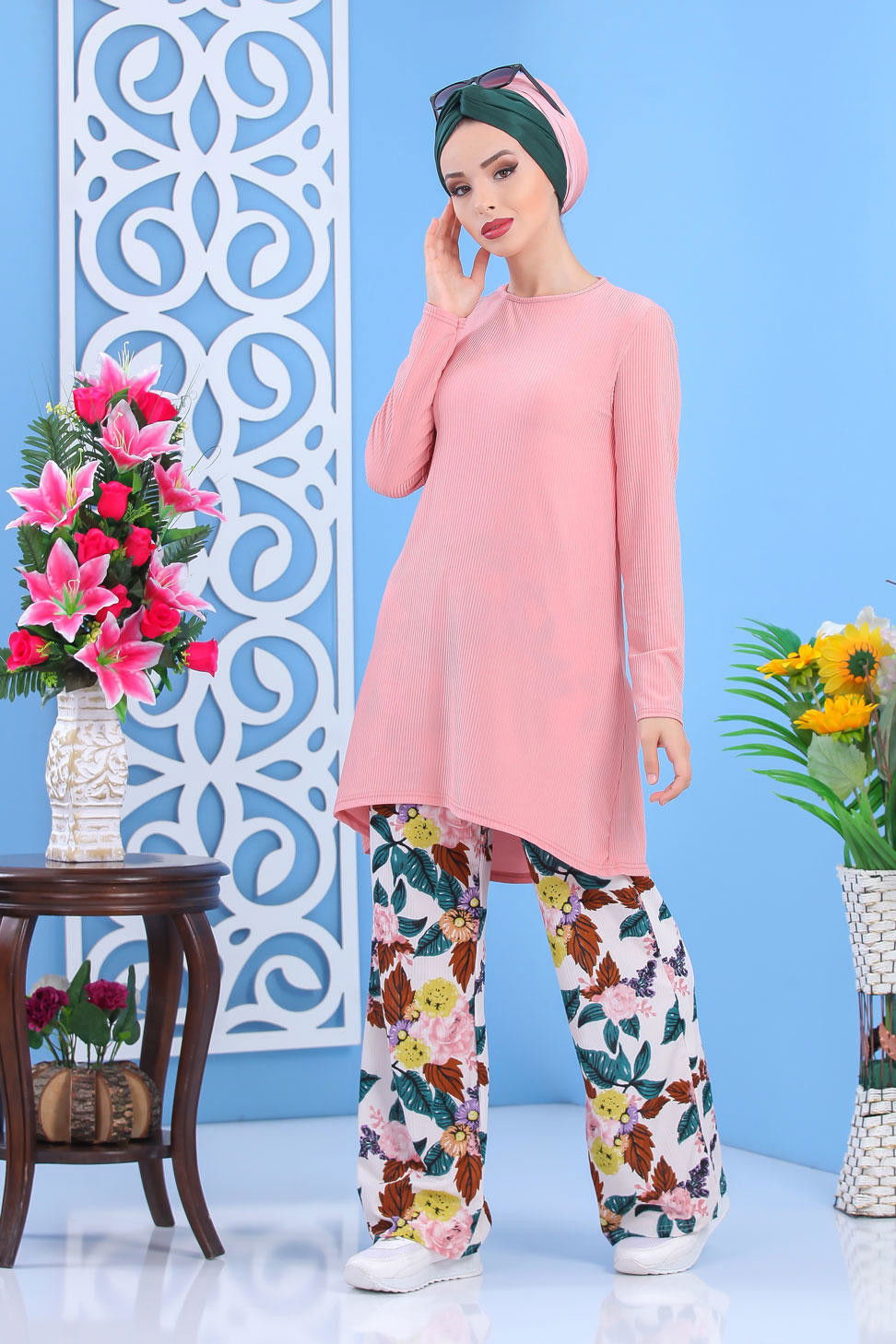 Tunik Pantolon Vizon Pembe - 7450