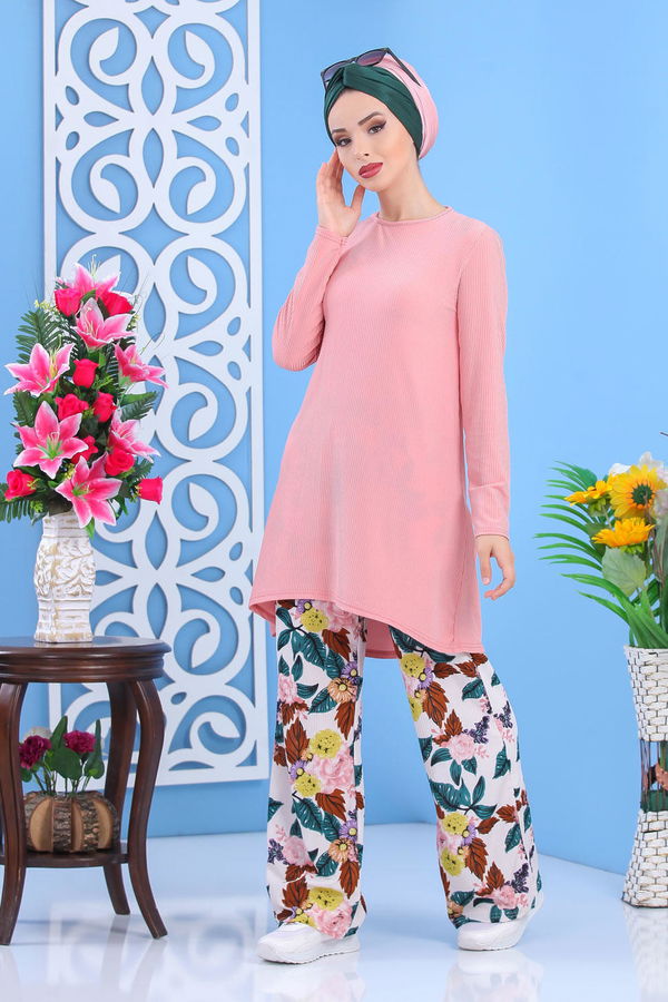 Tunik Pantolon Vizon Pembe - 7450