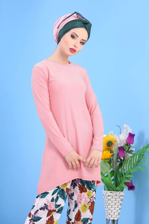 Tunik Pantolon Vizon Pembe - 7450