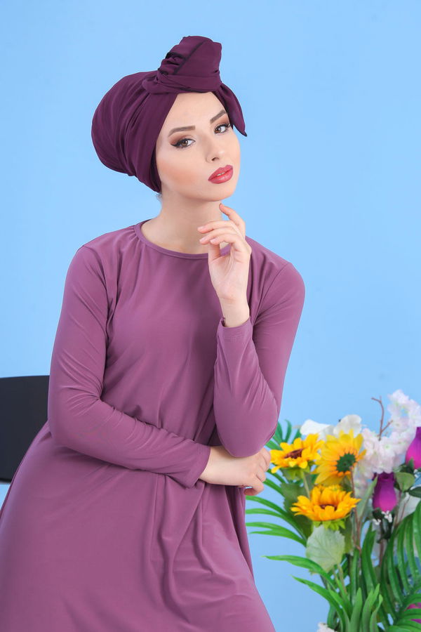 Tunik Pantolon Siyah Lila - 7342 LİLA