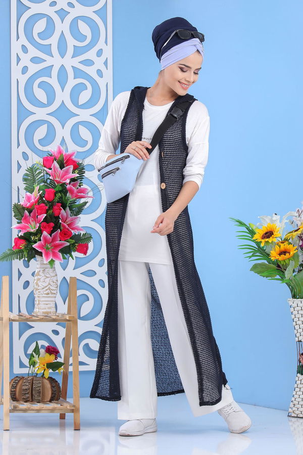 Yelek Canta Kahve Pudra Mavi - 7486 MAVİ