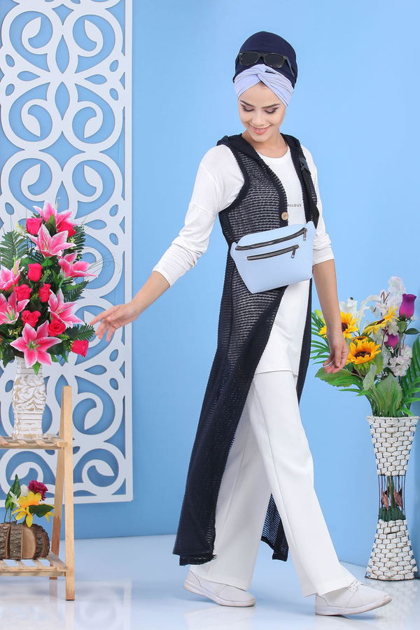 Yelek Canta Kahve Pudra Mavi - 7486 MAVİ