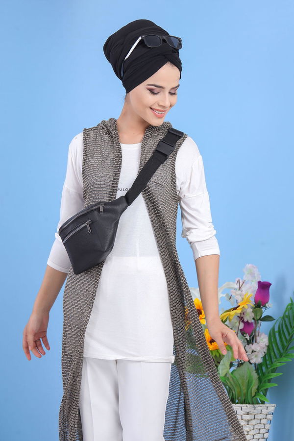 Yelek Canta Vizon Siyah 02 7486 Vizon - 7486