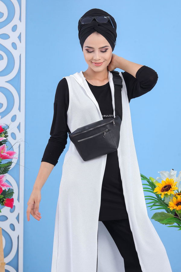 Yelek Canta Beyaz Siyah - 02 7486 Beyaz - 7486