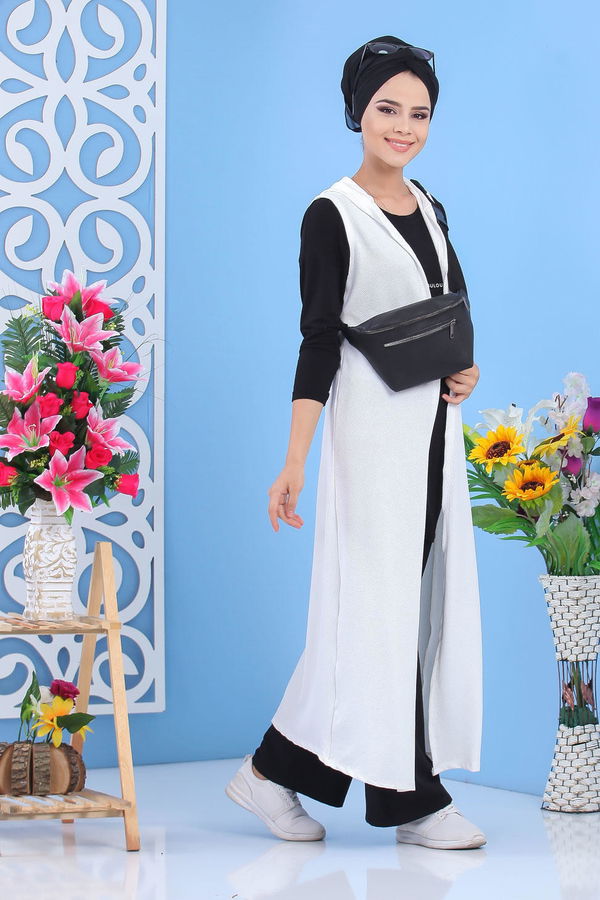 Yelek Canta Beyaz Siyah - 02 7486 Beyaz - 7486