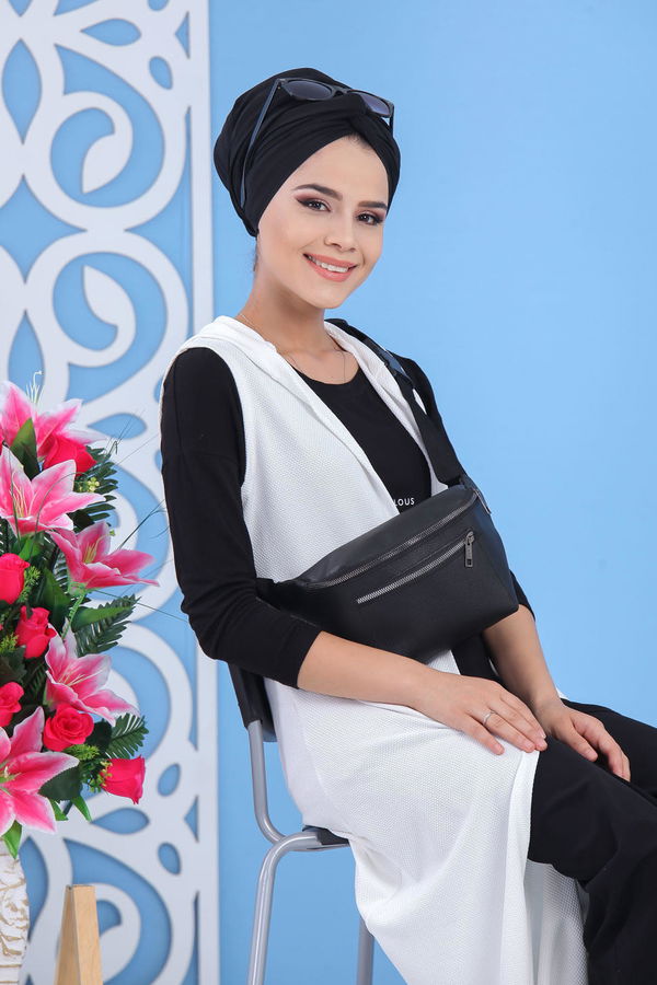 Yelek Canta Beyaz Siyah - 02 7486 Beyaz - 7486