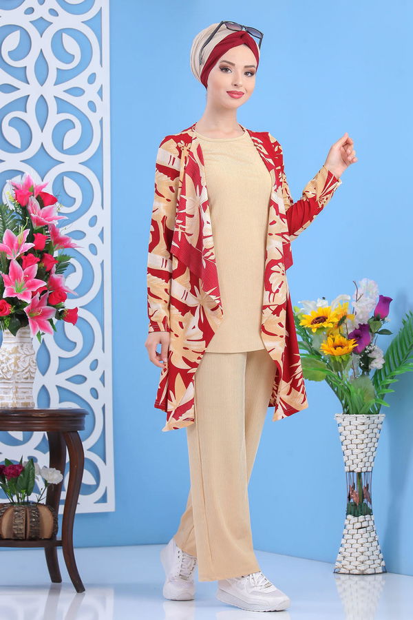 Hırka Pantolon Siyah Bordo - 5150