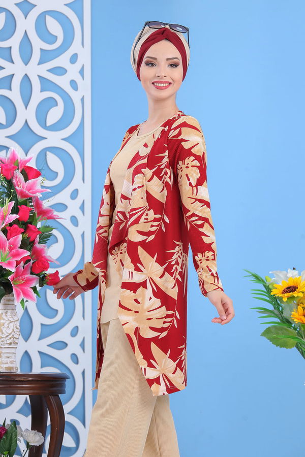 Hırka Pantolon Siyah Bordo - 5150