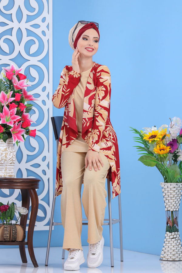 Hırka Pantolon Siyah Bordo - 5150