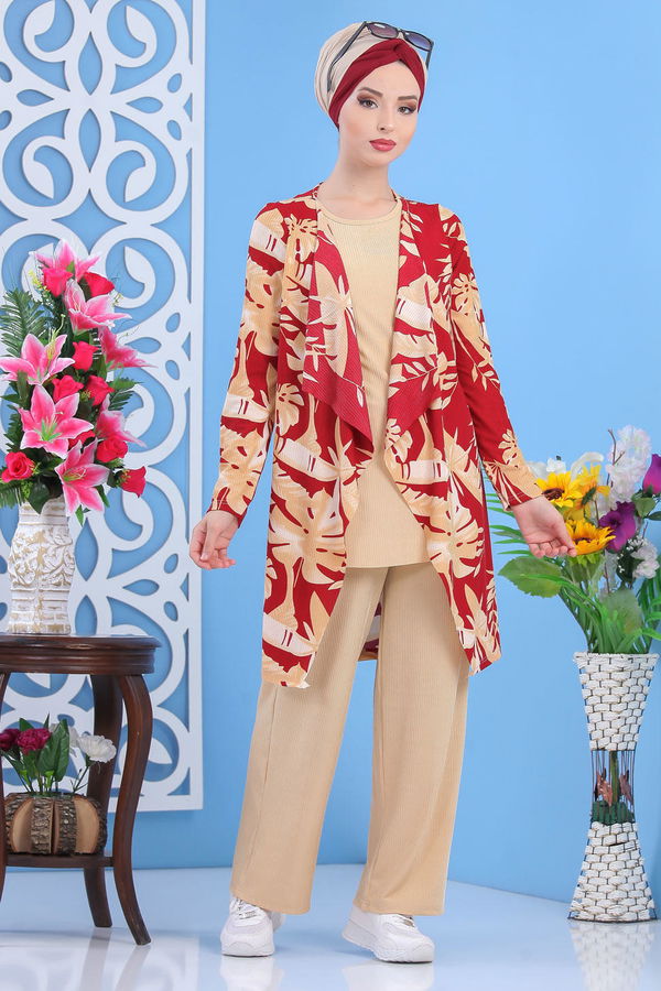 Hırka Pantolon Siyah Bordo - 5150