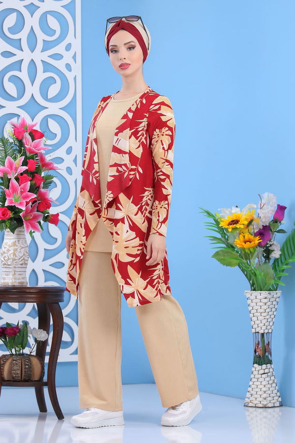 Hırka Pantolon Siyah Bordo - 5150