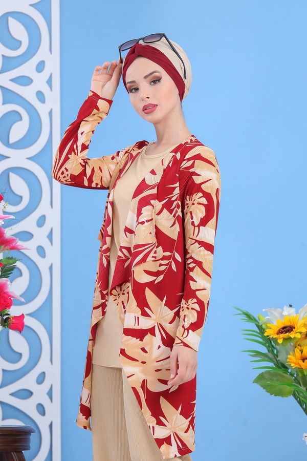 Hırka Pantolon Siyah Bordo - 5150
