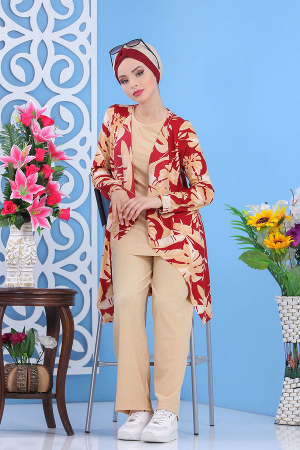 Hırka Pantolon Siyah Bordo - 5150