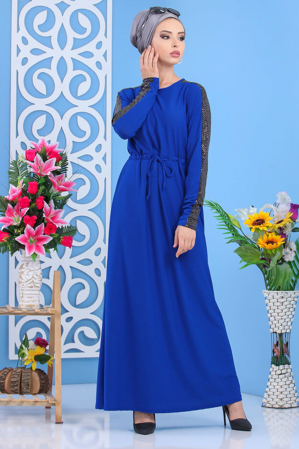 Elbise Siyah Mavi - 7510
